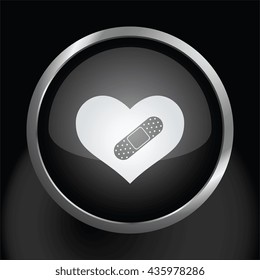 Bandaged Heart Icon Glossy Glass Icon
