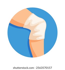 Bandaged injured knee vector illustration