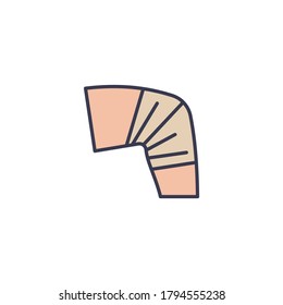 Bandaged knee vector icon symbol isolated on white background