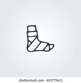 Bandaged leg medical icon. Vector Flat Design EPS 10
