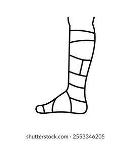 bandaged limb fracture line icon vector. bandaged limb fracture sign. isolated contour symbol black illustration