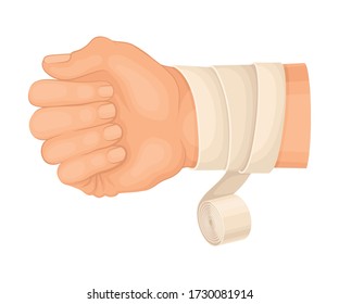 Bandaged Wrist Because Of Injury Or Wound Vector Illustration