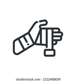 Bandaged Wrist Line Icon, Medical Icon