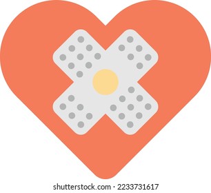 bandages and hearts illustration in minimal style isolated on background