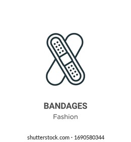 Bandages outline vector icon. Thin line black bandages icon, flat vector simple element illustration from editable fashion concept isolated stroke on white background