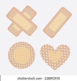 bandages for wounds in different ways over white background