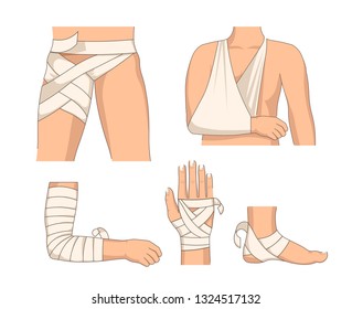 Bandaging Body Parts Bandage Human Body Stock Vector (Royalty Free ...