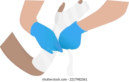 Bandaging a broken arm vector illustration for medicine poster