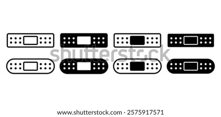 bandaid icon vector design black white color simple flat outline and black filled illustration collection sets