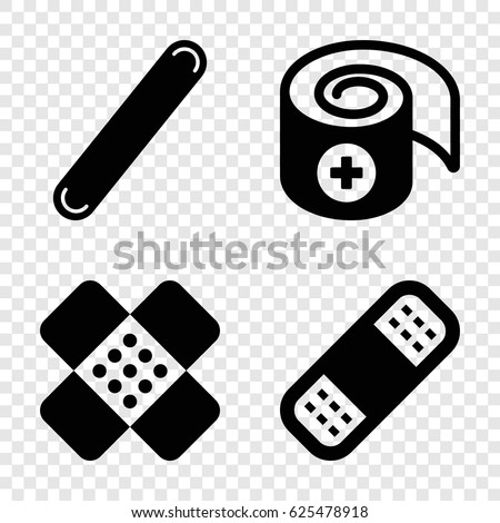 Bandaid icons set. set of 4 bandaid filled icons such as 