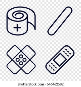 Bandaid icons set. set of 4 bandaid outline icons such as