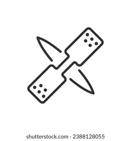 Band-aid for open wounds. Butterfly Closure Strip, linear icon. Tightening a wound. Line with editable stroke