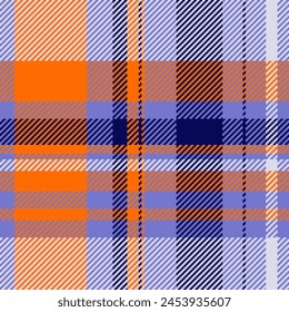 Bandana background seamless pattern, thin plaid texture fabric. Abstract vector tartan textile check in blue and white colors.