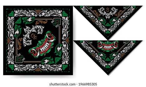 bandana balinese demon mask  vintage design