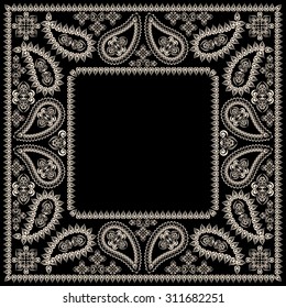 Bandana black paisley. Vector pattern.