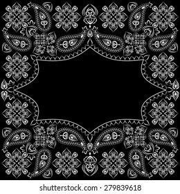 Bandana black and white paisley. Classic geometric traditional ornament. Vector pattern.