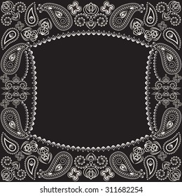 Bandana black and white  paisley. Classic traditional geometric ornament. Vector pattern.