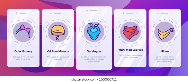 Bandana Hats Onboarding Mobile App Page Screen Vector