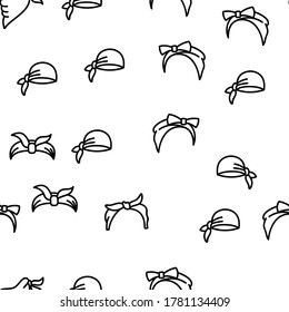 Bandana Hats Vector Seamless Pattern Thin Line Illustration