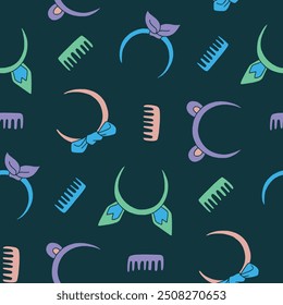 Bandana Headband Comb Vector Seamless Pattern illustration for Print, Wallpaper, Decoration.