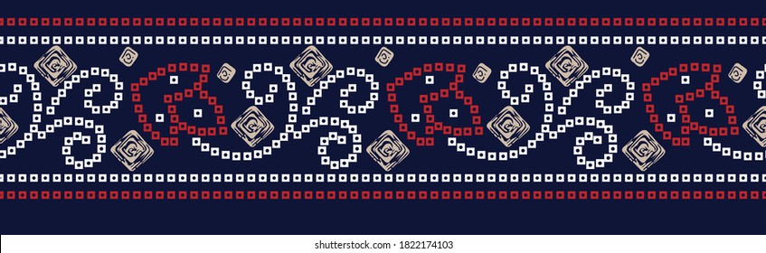 bandana horizontal border  pattern on navy 