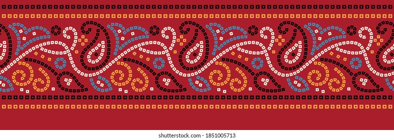 bandana horizontal border pattern on red