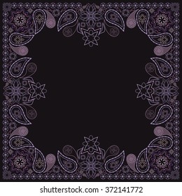 Bandana paisley biker. Traditional ethnic pattern. Vector print square.