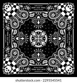 Bandana Paisley Ornament Design with Race Flag