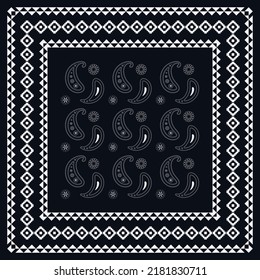 Bandana paisley scarf design for woman hijab, boho carpet, bandana, neckwear, batik, rug, shawl, pillow case. square pattern