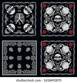 
bandana pattern with skull and paisley