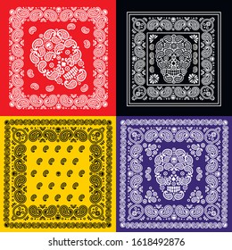 
bandana pattern with skull and paisley