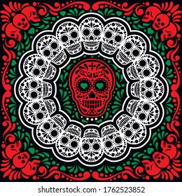 bandana pattern with skull and paisley