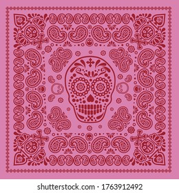 Bandana Pattern With Skull And Paisley