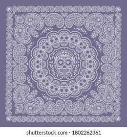 
bandana pattern with skull and paisley