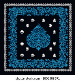 
bandana pattern with skull and paisley