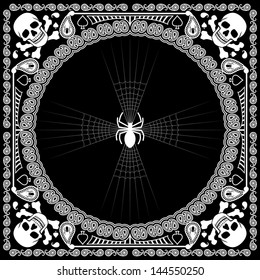 bandana pattern skull and spider