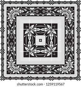 Bandana print design with borders for fashion textile. Islamic Traditional Pattern