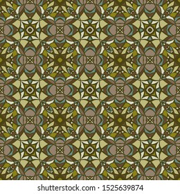 Bandana print, kerchief design, napkin. Abstract seamless pattern in gold and blue. 