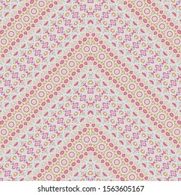 Bandana print, kerchief design, napkin. Abstract seamless pattern in pink. 