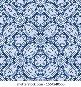 Bandana print, kerchief design, napkin. Abstract seamless pattern in blue. 