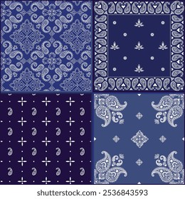 Ilustración de patrón de impresión de bandana para tela, denim, producto de moda, Fondo de pantalla
