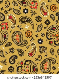 Ilustración de patrón de impresión de bandana para tela, denim, producto de moda, Fondo de pantalla