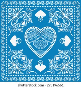 Bandana Print, silk neck scarf or kerchief square pattern design style for print on fabric, vector illustration.