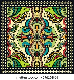 Bandana Print, silk neck scarf or kerchief square pattern design style for print on fabric, vector illustration.