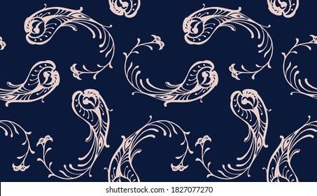 Bandana Print. Vector seamless pattern with paisley ornament. Silk neck scarf or kerchief. Floral vintage background. Asian textile. Tribal texture. Bohemian style. Indian motif. 