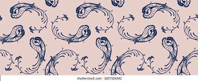 Bandana Print. Vector seamless pattern with paisley ornament. Silk neck scarf or kerchief. Floral vintage background. Asian textile. Tribal texture. Bohemian style. Indian motif. 