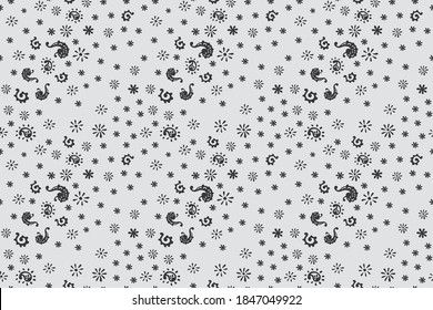 Bandana Print. Vector seamless pattern with paisley ornament. Silk neck scarf or kerchief. Floral vintage background. Asian textile. Tribal texture. Bohemian style. Indian motif. 