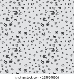 Impresión de Bandana. Patrón vectorial sin fisuras con adorno paisley. Escarcha o pañuelo en el cuello de seda. Fondo floral vintage. Textil asiático. Textura tribal. Estilo bohemio. Motif indio. 