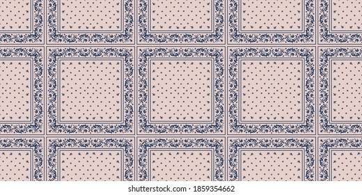 Impresión de Bandana. Patrón vectorial sin fisuras con adorno paisley. Escarcha o pañuelo en el cuello de seda. Fondo floral vintage. Textil asiático. Textura tribal. Estilo bohemio. Motif indio. 