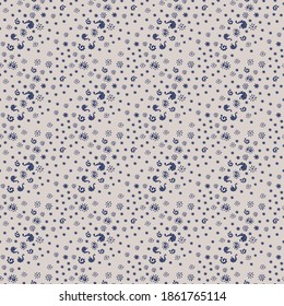 Bandana Print. Vektor nahtloses Muster mit Pisley-Ornament. Seidenhalsschal oder Taschentuch. Blauer Vintage-Hintergrund. asiatischer Textil. Stammesstruktur. Böhmischer Stil. Indisches Motiv. 